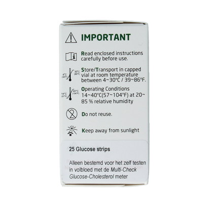 Testjezelf.nu Multicheck glucose teststrips 25.00 Stuks