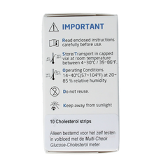 Testjezelf Multicheck cholesterol teststrips 10.00 Stuks