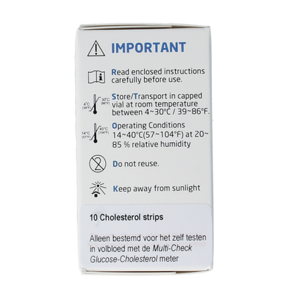 Testjezelf.nu Multicheck cholesterol teststrips 10.00 Stuks