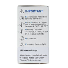 Testjezelf Multicheck cholesterol teststrips 25 Stuks