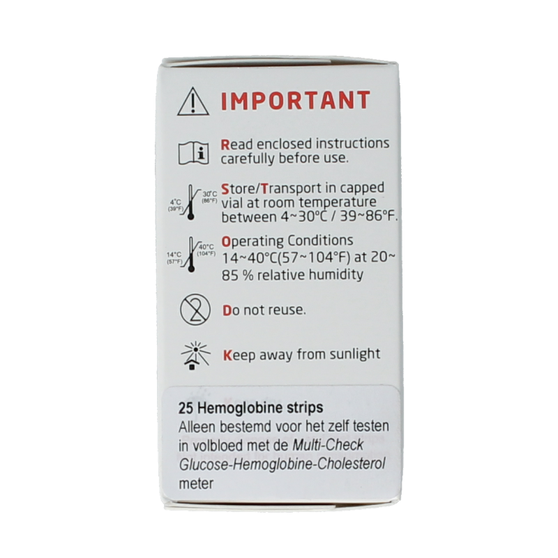 Testjezelf Multicheck hemoglobine teststrips 25 Stuks