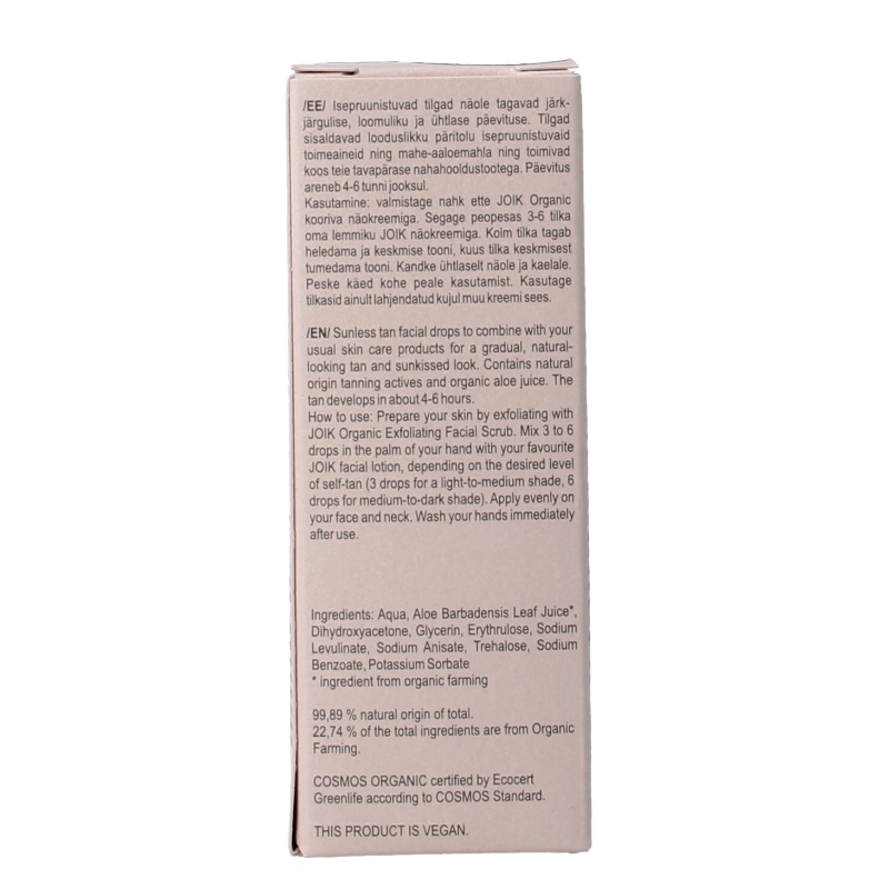 Joik Organics Sunless tan facial drops 30 Milliliter