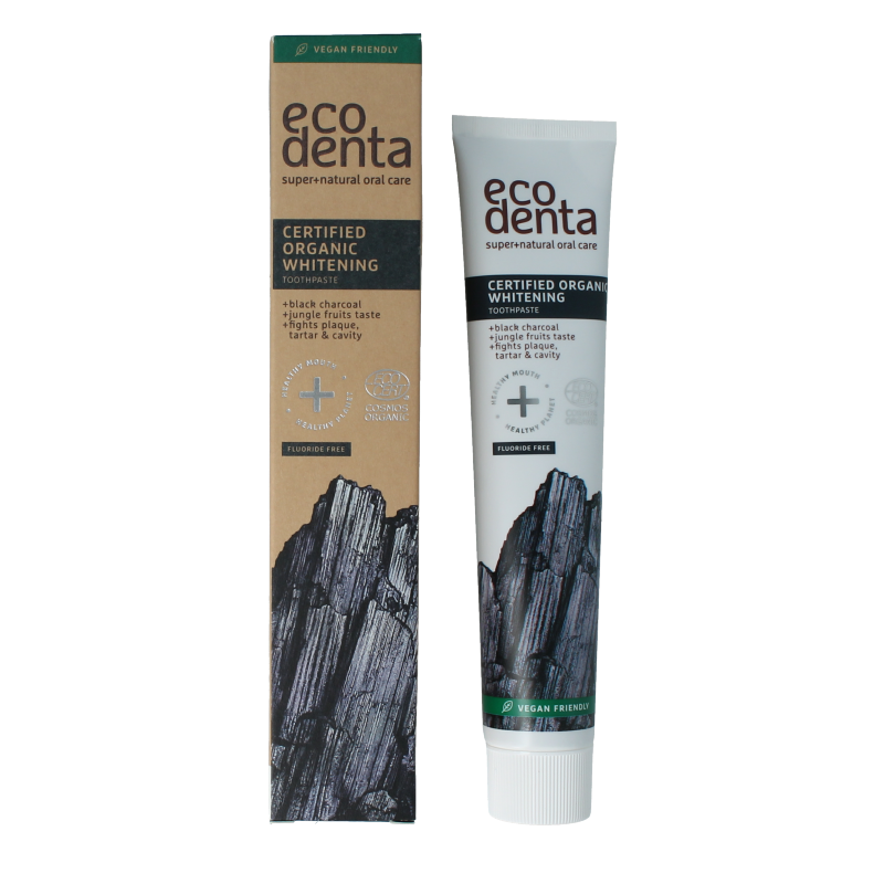 Ecodenta Tandpasta whitening houtskool bio 75 Milliliter