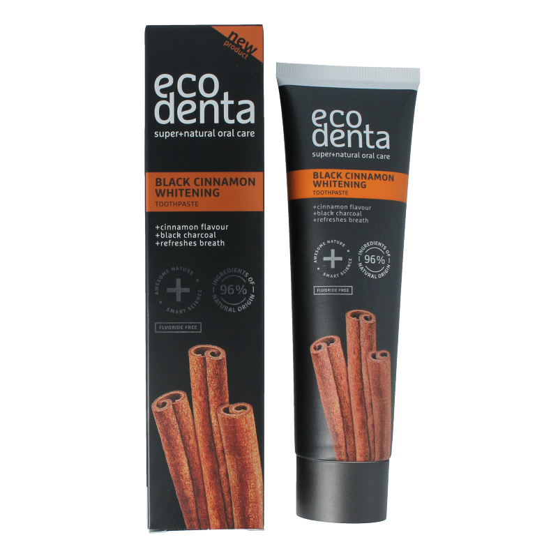 Ecodenta Tandpasta whitening kaneel black line 100 Milliliter