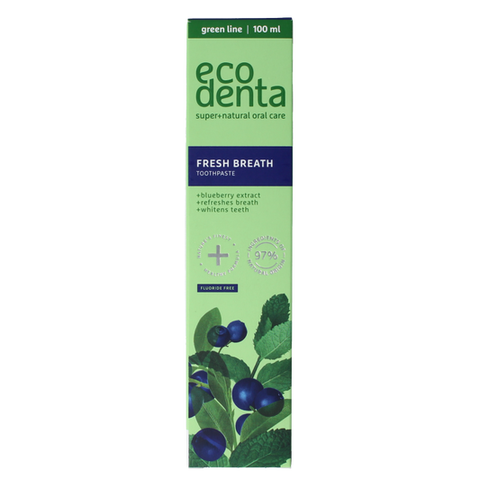 Ecodenta Tandpasta fresh breath bosbessenextr green line 100 Milliliter