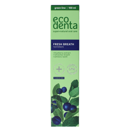 Ecodenta Tandpasta fresh breath Blue Berry green line 100.00 Milliliter