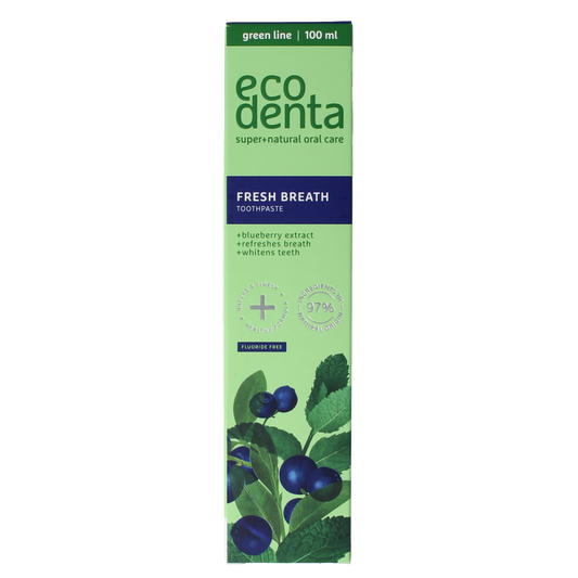 Ecodenta Tandpasta fresh breath Blue Berry green line 100.00 Milliliter