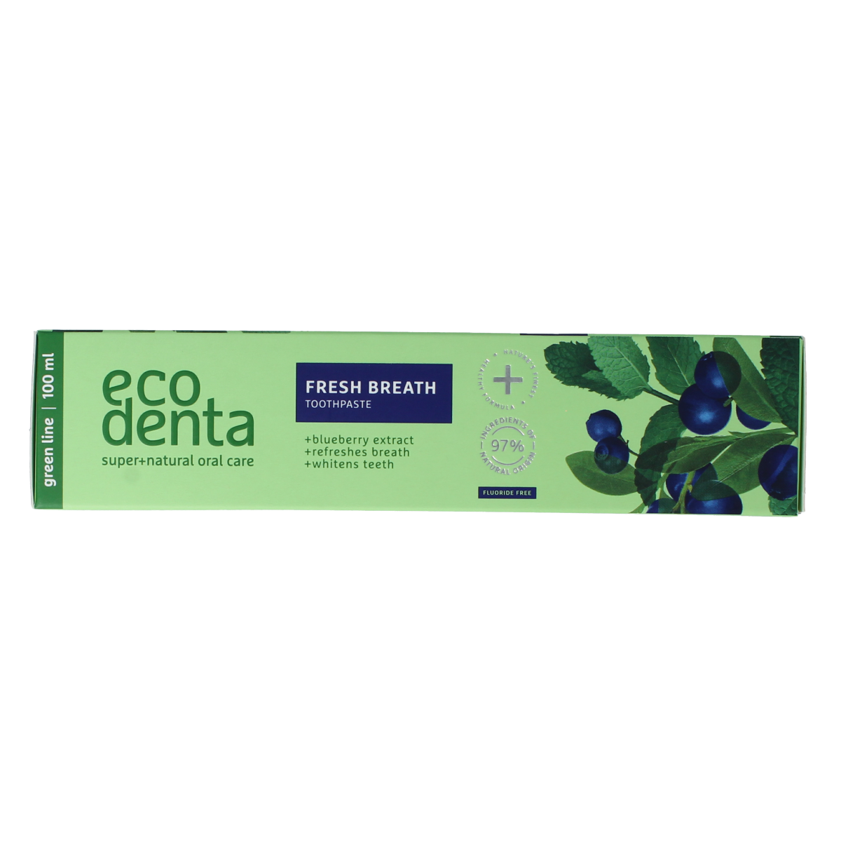 Ecodenta Tandpasta fresh breath Blue Berry green line 100.00 Milliliter
