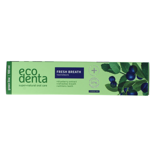 Ecodenta Tandpasta fresh breath Blue Berry green line 100.00 Milliliter