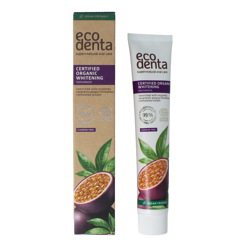 Ecodenta Tandpasta whitening passievrucht bio 75 Milliliter