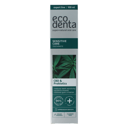 Ecodenta Tandpasta sensitive CBD probiotica expert line 100.00 Milliliter