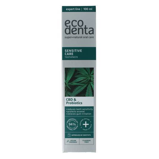 Ecodenta Tandpasta sensitive CBD probiotica expert line 100 Milliliter