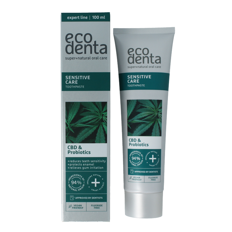 Ecodenta Tandpasta sensitive CBD probiotica expert line 100 Milliliter