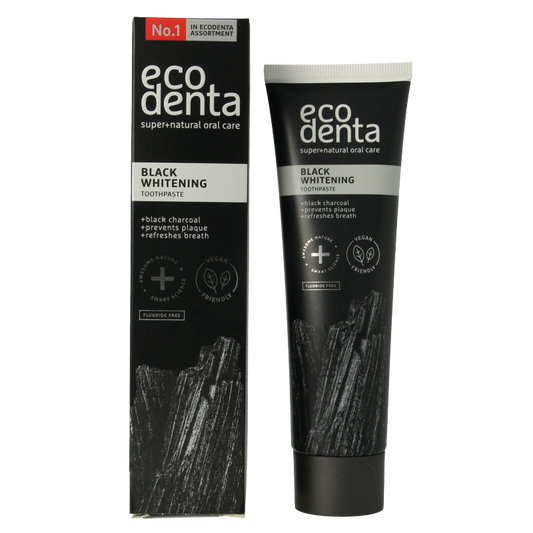 Ecodenta Tandpasta whitening houtskool extra black 100 Milliliter