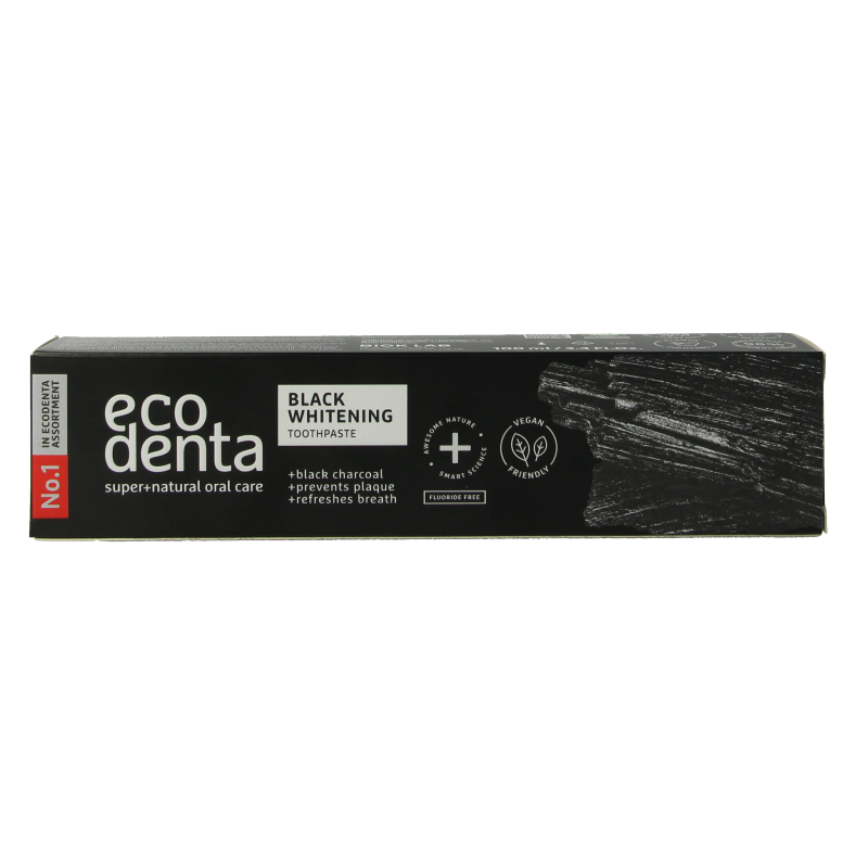 Ecodenta Tandpasta whitening houtskool extra black 100 Milliliter