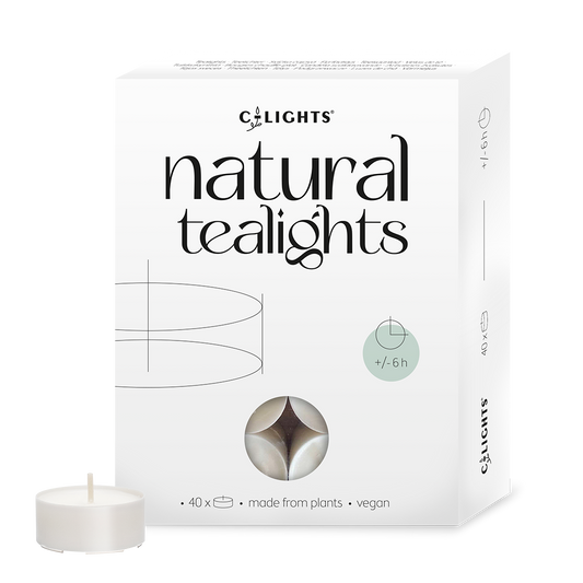 C-lights  Natuurlijke theelichtjes 6 branduren 40 Stuks
