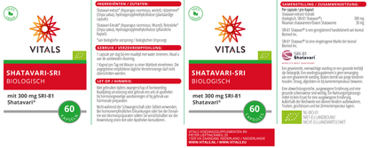 Vitals Shatavari-SRI Biologisch 60.00 Capsules