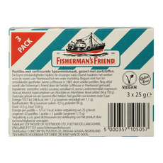 Fisherman's Friend Spearmint suikervrij 3-pack 25 Gram