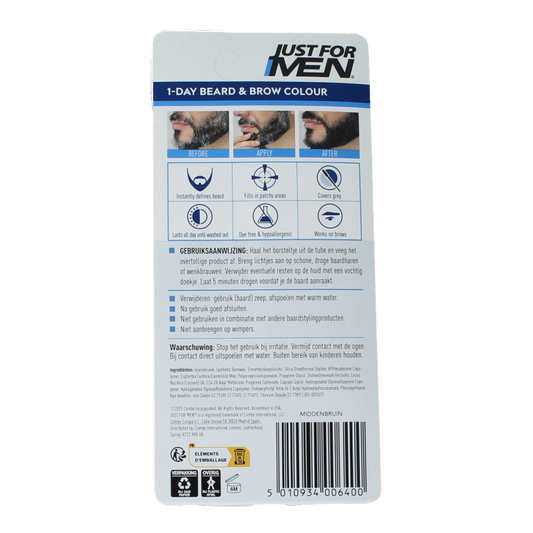 Just For Men Baard / wenkbrauw midden bruin 9 Milliliter