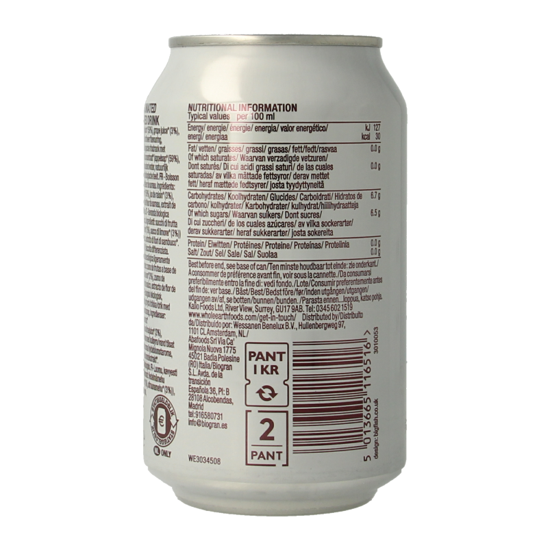 Whole Earth Sparkling elderflower bio 330 Milliliter