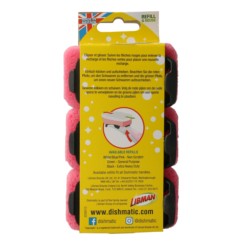 Dishmatic  Navulspons krasvrij  3 Stuks