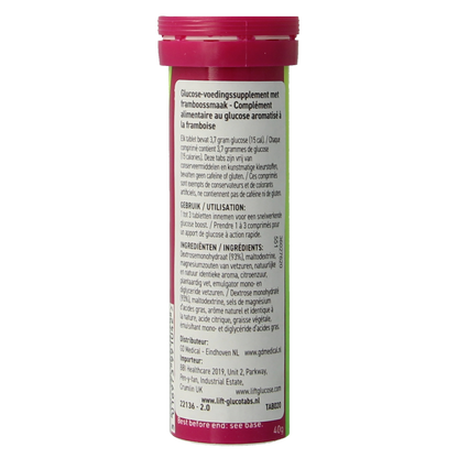 Lift LIFT GlucoTabs raspberry/framboos buisje  10.00 Tabletten