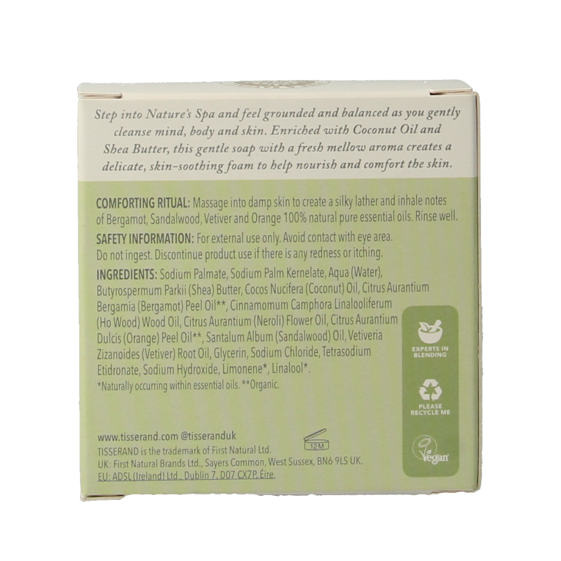 Tisserand Zeep bergamot & sandelhout 100 Gram