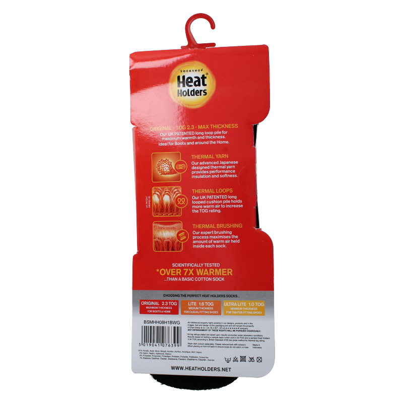 Heat Holders Mens socks anti slip 6-11 black/grey 1 Paar