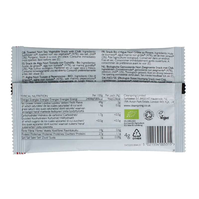 Clearspring Seaveg - crispies chilli bio 4 Gram