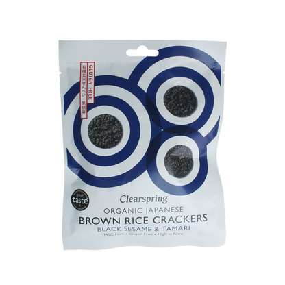 Clearspring Bruine rijst crackers zwarte sesam & tamari bio 40.00 Gram
