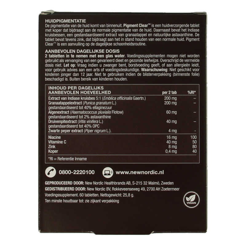 New Nordic Skin care pigment clear 60 Tabletten