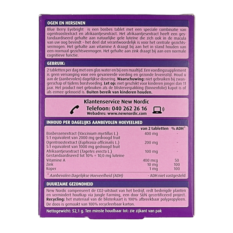 New Nordic Blue berry eyebright 60 Tabletten