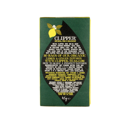 Clipper Lemon & ginger tea bio 20.00 Zakjes