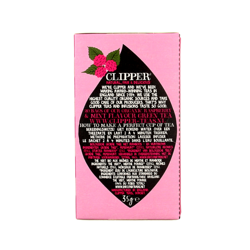 Clipper Framboos mint green tea bio 20 Zakjes