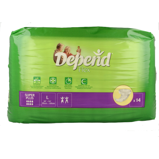 Depend Flex super+ maat L 14 Stuks