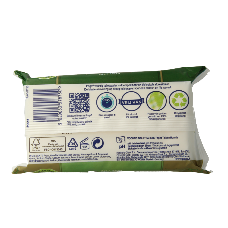 Page Vochtig toiletpapier aloe vera navulling 38 Stuks