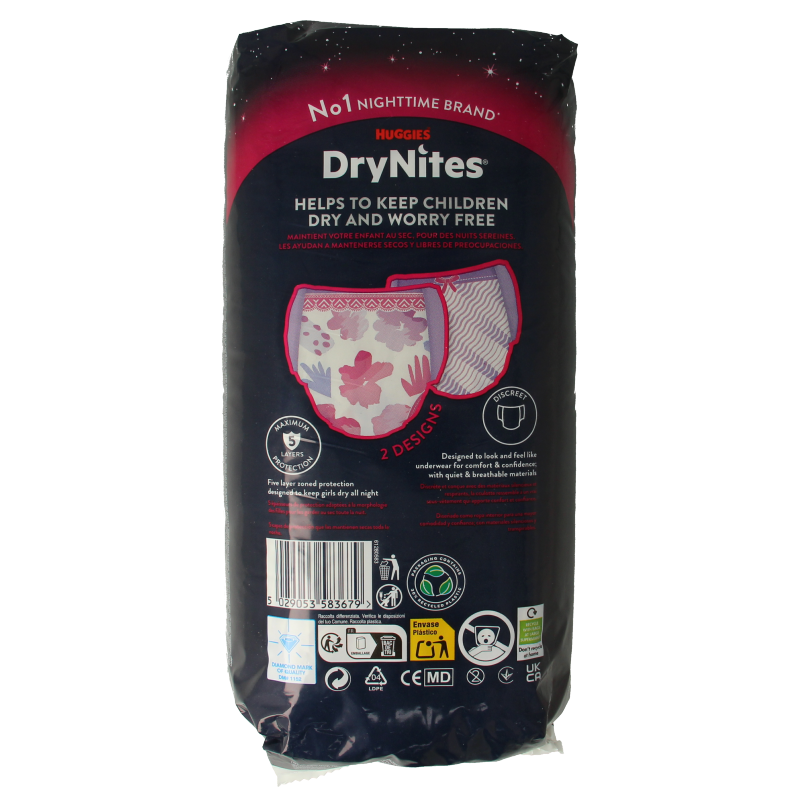 Huggies Drynites teen 13+kg girl 9 Stuks