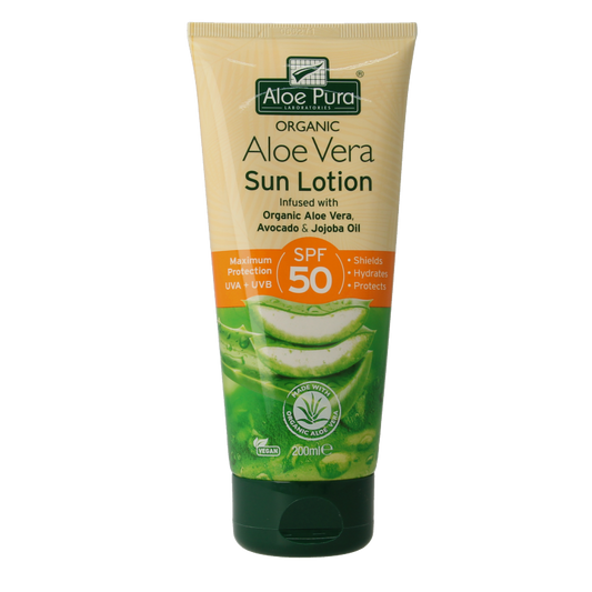 Optima Aloe pura organic aloe vera zonnelotion SPF50 200 Milliliter
