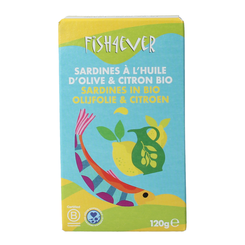 Fish 4 Ever Sardines olijfolie citroen 120 Gram