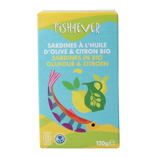 Fish 4 Ever Sardines olijfolie citroen 120 Gram