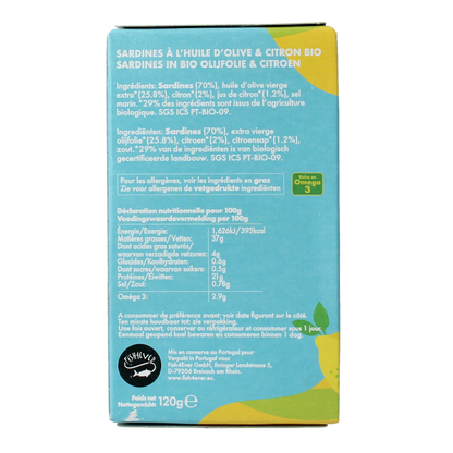Fish 4 Ever Sardines olijfolie citroen 120 Gram
