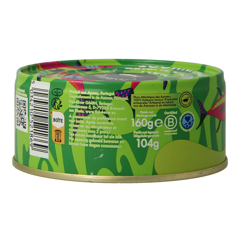 Fish 4 Ever Tonijnmoot in olijfolie 160 Gram