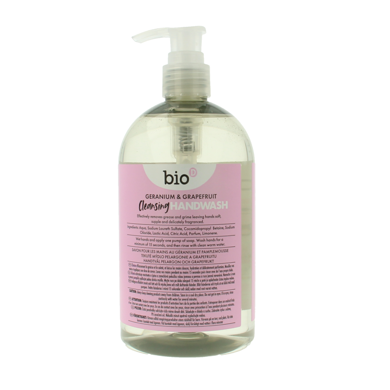Bio-D Handzeep vloeibaar geranium & grapefruit 500 Milliliter