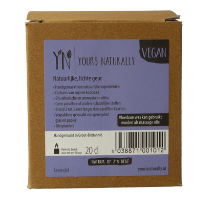 Yours Naturally Geurkaars in glas lavendel 20cl 1 Stuks