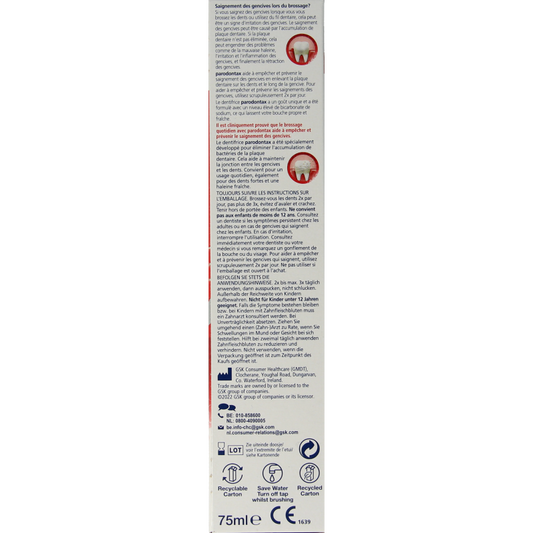 Parodontax Tandpasta fluoride 75 Milliliter