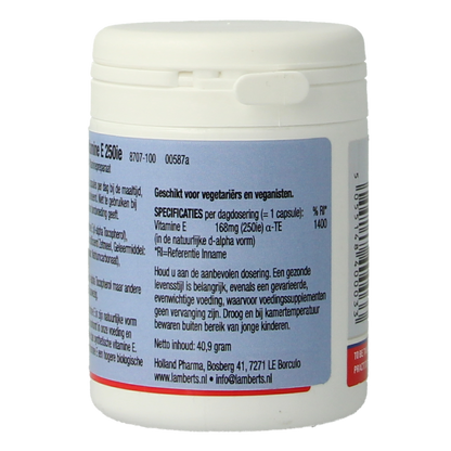 Lamberts Vitamine E 250IE natuurlijk 100.00 Vegetarische capsules