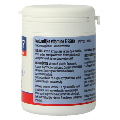 Lamberts Vitamine E 250IE natuurlijk 100.00 Vegetarische capsules