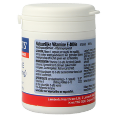 Lamberts Vitamine E 400IE natuurlijk 60.00 Vegetarische capsules