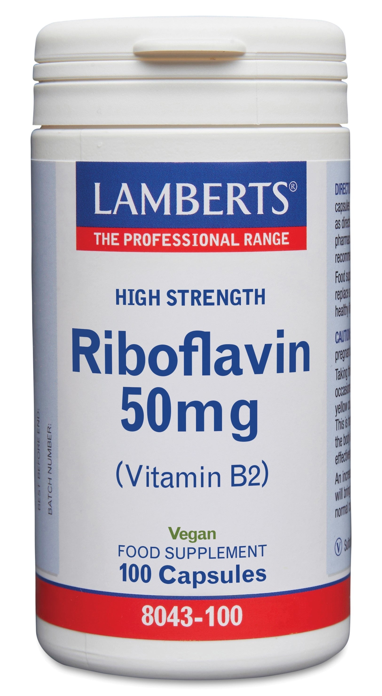 Lamberts Vitamine B2 50mg (riboflavine) 100 Vegetarische capsules