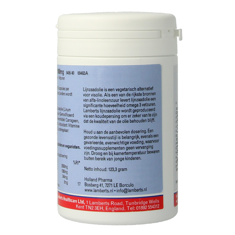 Lamberts Lijnzaadolie (flaxseed oil) 1000mg 90 Vegetarische capsules